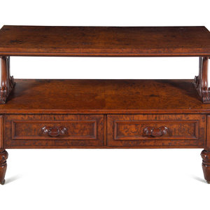 Appraisal: A Late William IV Burl Walnut Two-Tier Table th Century