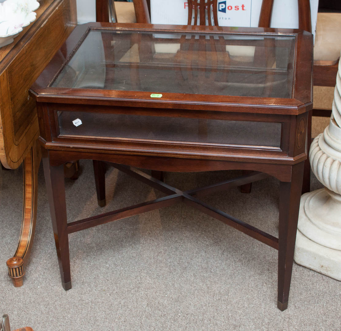 Appraisal: Mahogany glass panel vitrine glass panel hinged top and sides