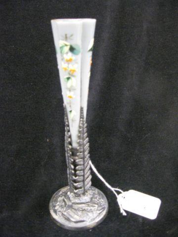 Appraisal: Victorian Art Glass Vase with silverplate holder by Tufts fern