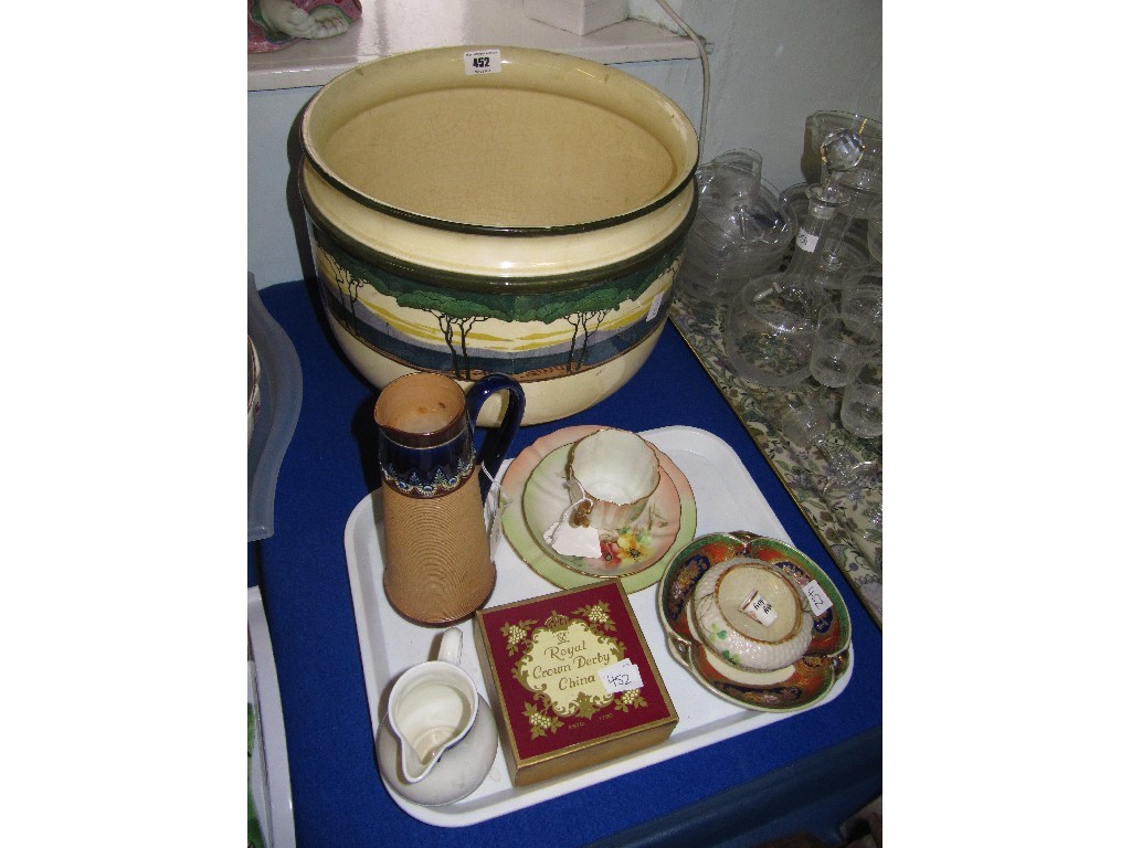 Appraisal: Lot comprising Royal Doulton seriesware jardiniere and Doulton Lambeth Nautilus