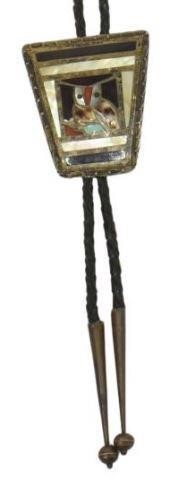 Appraisal: Native American silver content unknown bolo tie likely Zuni multi