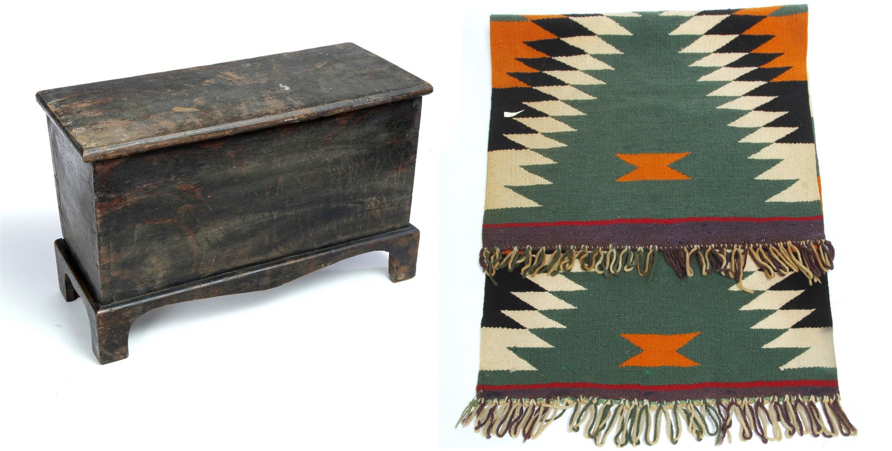 Appraisal: EARLY BOX AND NAVAJO GERMANTOWN WEAVING American th- th century