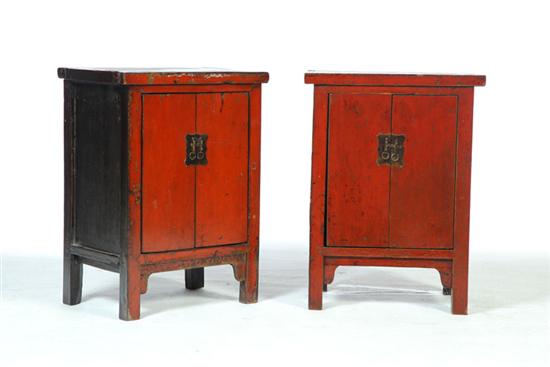 Appraisal: PAIR OF SMALL CABINETS China th century hardwood Red and