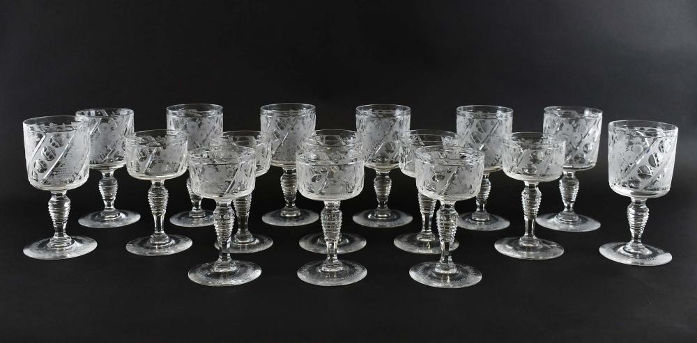 Appraisal: ENGLISH SIXTEEN PIECE CUT-GLASS STEMWARE SERVICEFirst Half th century Possibly