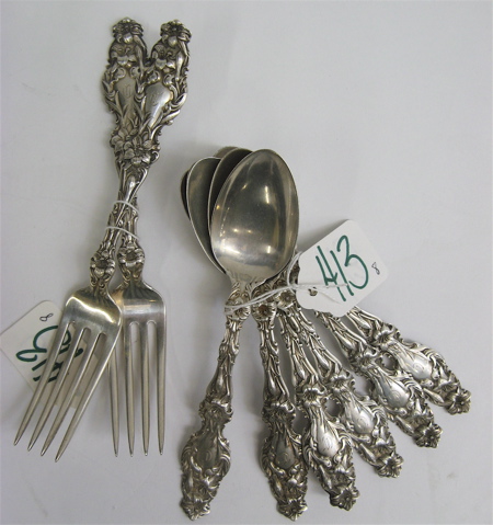 Appraisal: EIGHT WHITING CO FLATWARE PIECES in the Lily pattern of