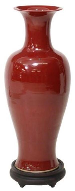 Appraisal: Large Chinese sang de boeuf oxblood glazed ceramic vase th