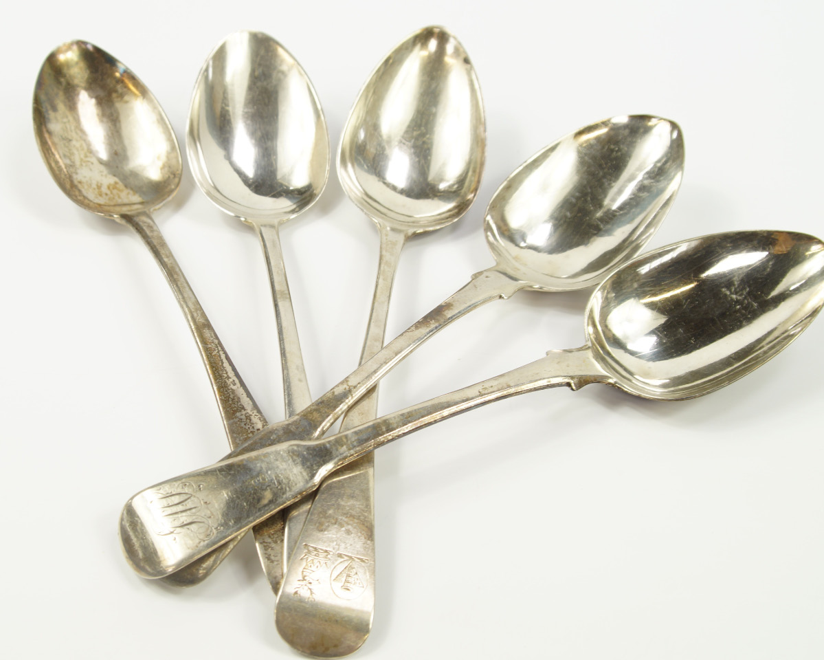 Appraisal: Four George III silver Old English pattern table spoons London