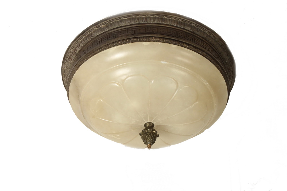 Appraisal: PAIR OF ALABASTER BRONZE CEILING FIXTURES - Lighting Fixtures in