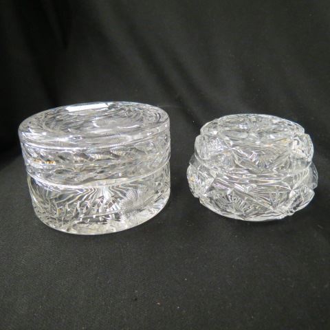 Appraisal: Cut Glass Dresser Boxes floral design diameter larger one has