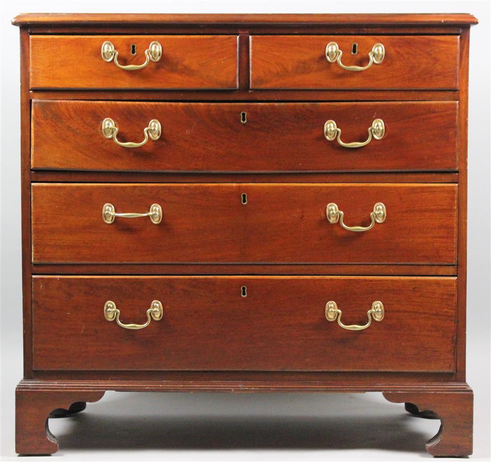 Appraisal: GEORGE III MAHOGANY CHEST OF DRAWERS ca having a rectangular