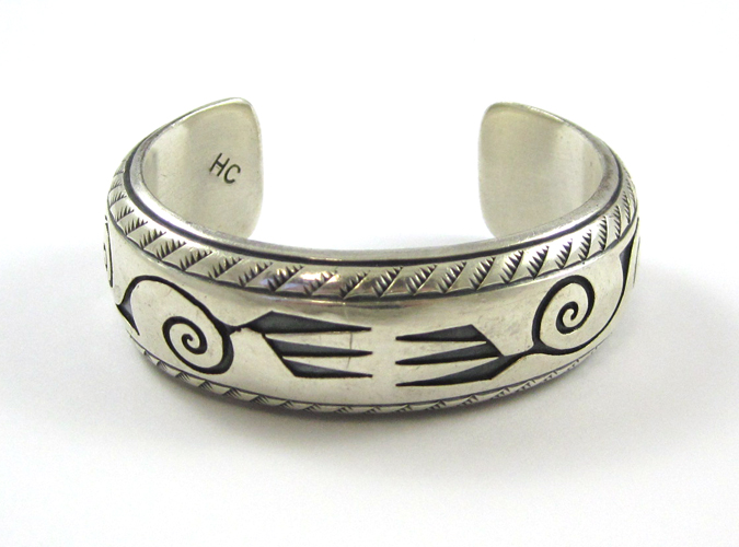 Appraisal: NATIVE AMERICAN HOPI SILVER CUFF BRACELET The silver overlay cuff