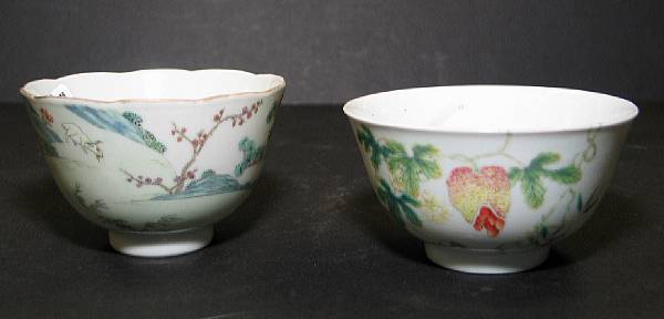 Appraisal: Two famille rose enameled porcelain cups Daoguang Marks Late th