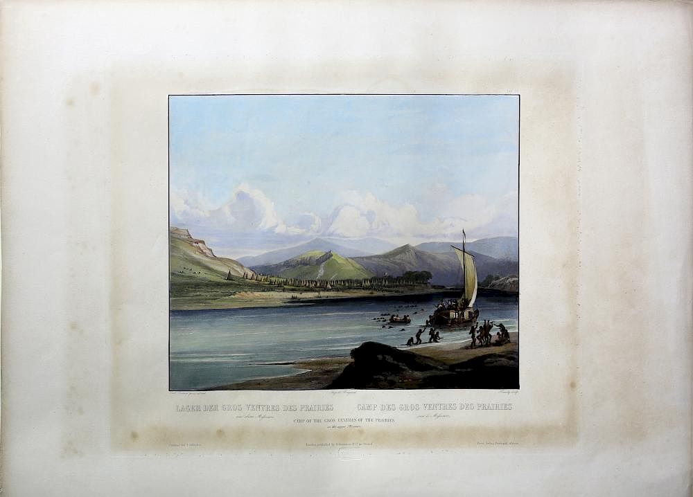 Appraisal: Hand-colored Karl Bodmer Engraving Camp of the Gros Ventures of