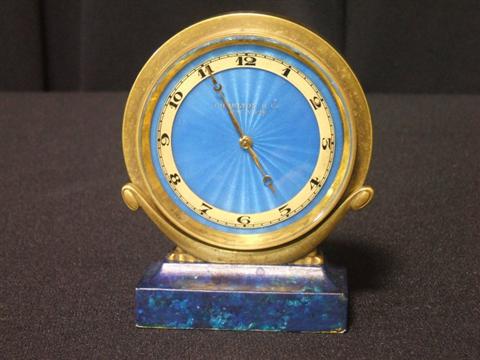 Appraisal: CHARLTON CO ' BRASS GUILLOCHE ENAMEL CLOCK With brass frame