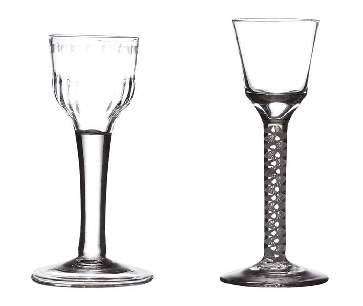 Appraisal: TWO TH CENTURY WINE GLASSES one circa with fluted and