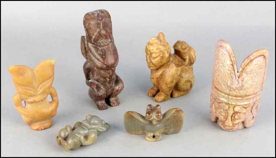 Appraisal: COLLECTION OF CARVED STONE ANIMAL FIGURES Largest '' x ''