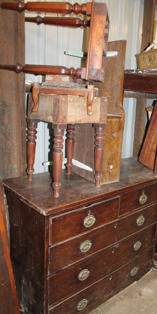 Appraisal: Various restoration materials to include a George III mahogany chest