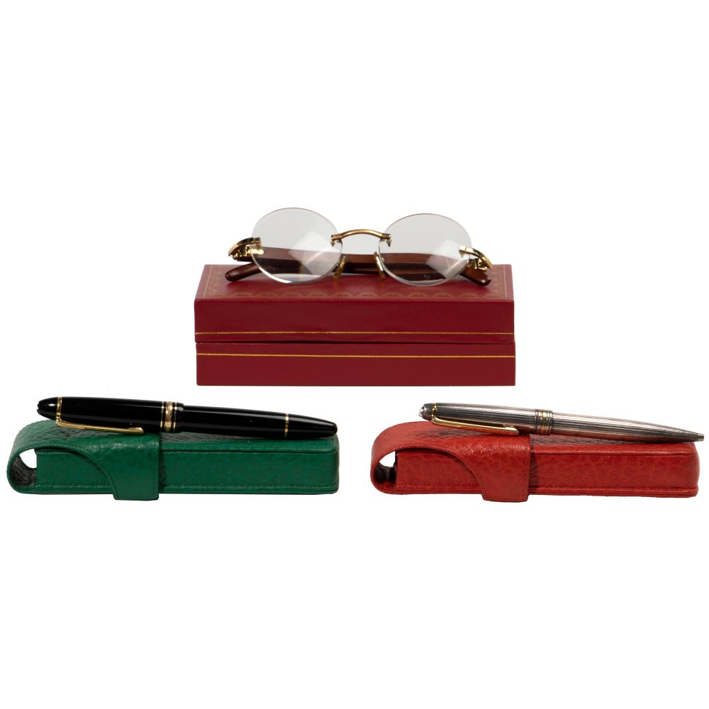 Appraisal: CARTIER MONTBLANC PEN AND EYEGLASS ASSORTMENT items including Cartier Circle