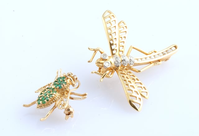 Appraisal: KY Flying Insect pin pendant with diamond eyes and round