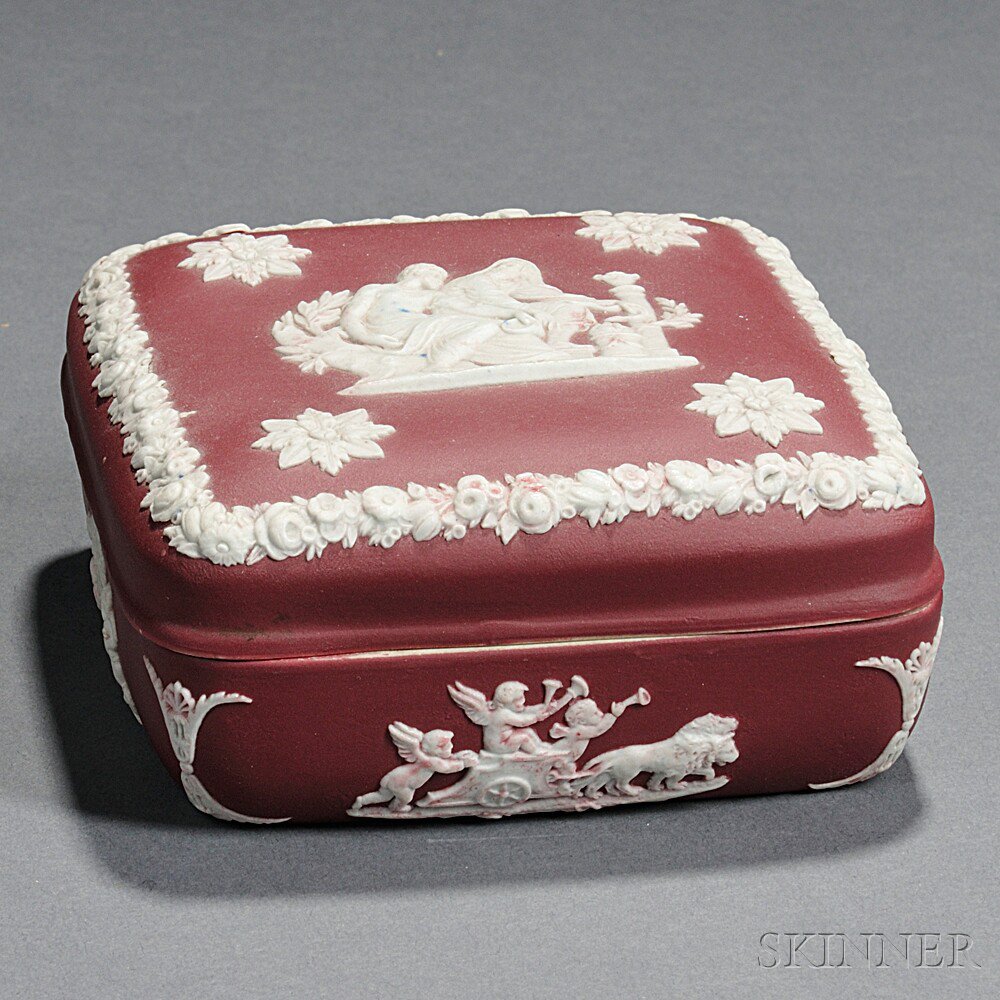 Appraisal: Wedgwood Crimson Jasper Dip Box and Cover England c square