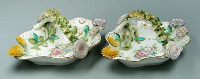 Appraisal: Pair Coalport porcelain dishes hand painted floral decoration heavily encrusted