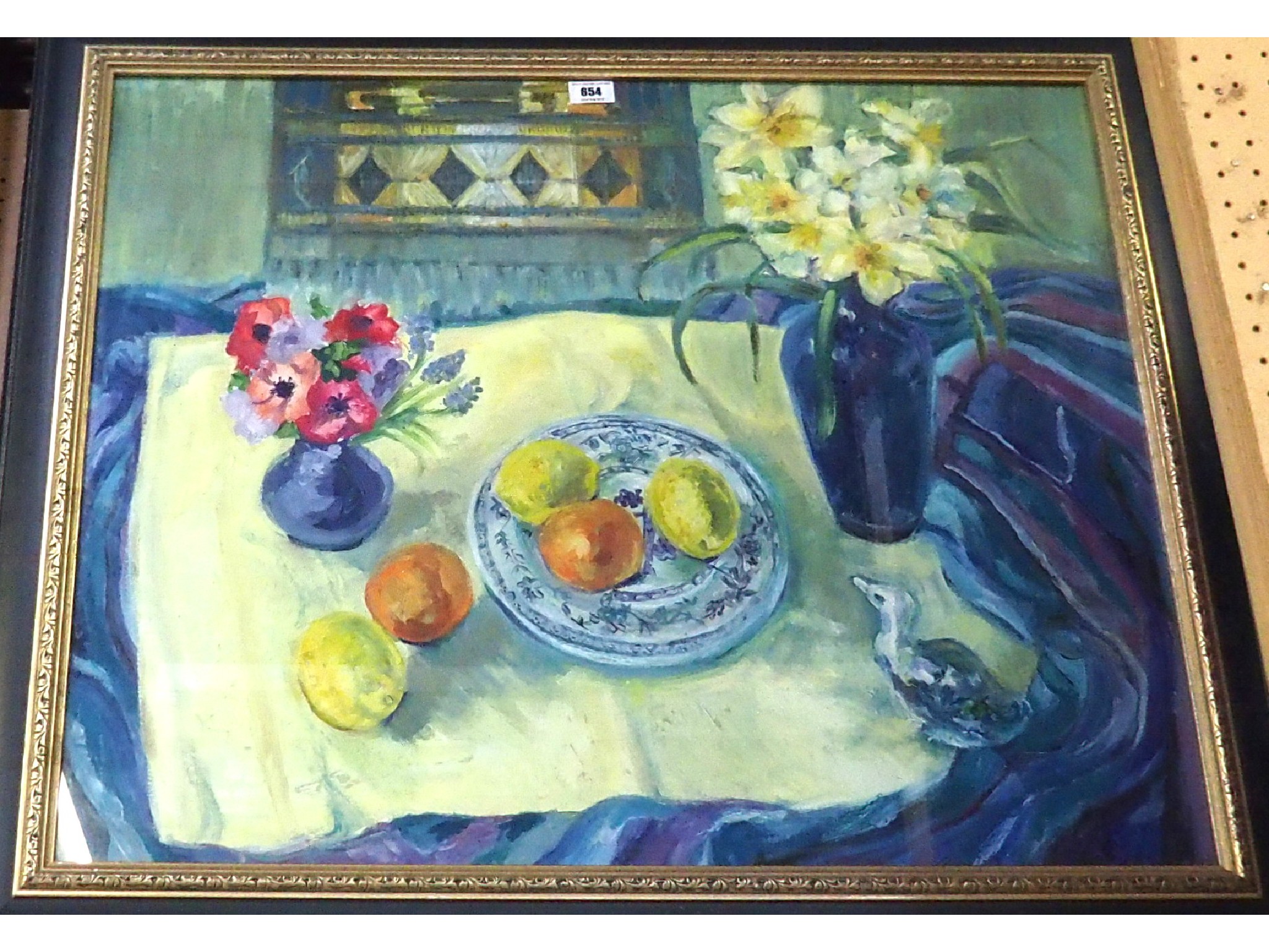 Appraisal: FREIDA EWART SCOTT Table top still life acrylic on board