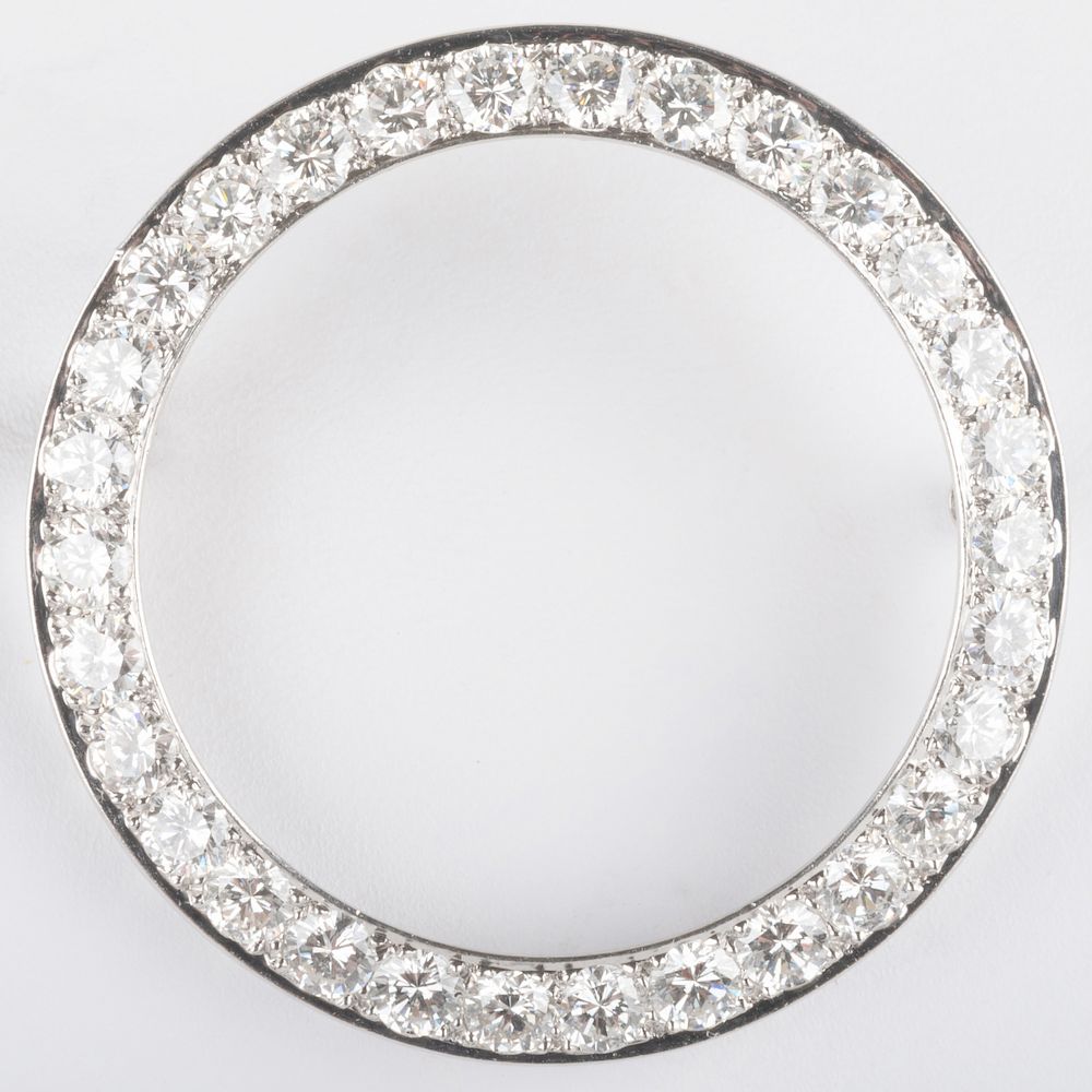 Appraisal: Platinum and Diamond Circle Brooch Platinum and Diamond Circle Brooch