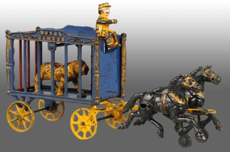 Appraisal: Cast Iron -Horse Royal Circus Cage Wagon Toy Description All