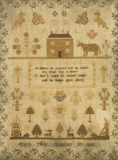 Appraisal: A William IV sampler circa embroidered with animals flowers and