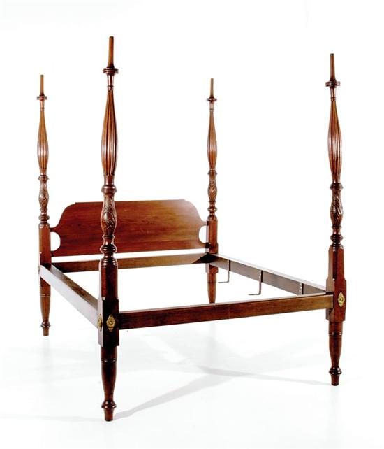 Appraisal: Federal walnut tall post bedstead Maryland circa turned and reeded