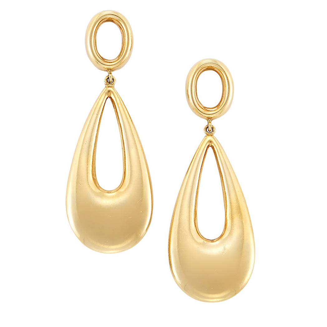 Appraisal: Pair of Gold Hoop Earclips kt ap dwts