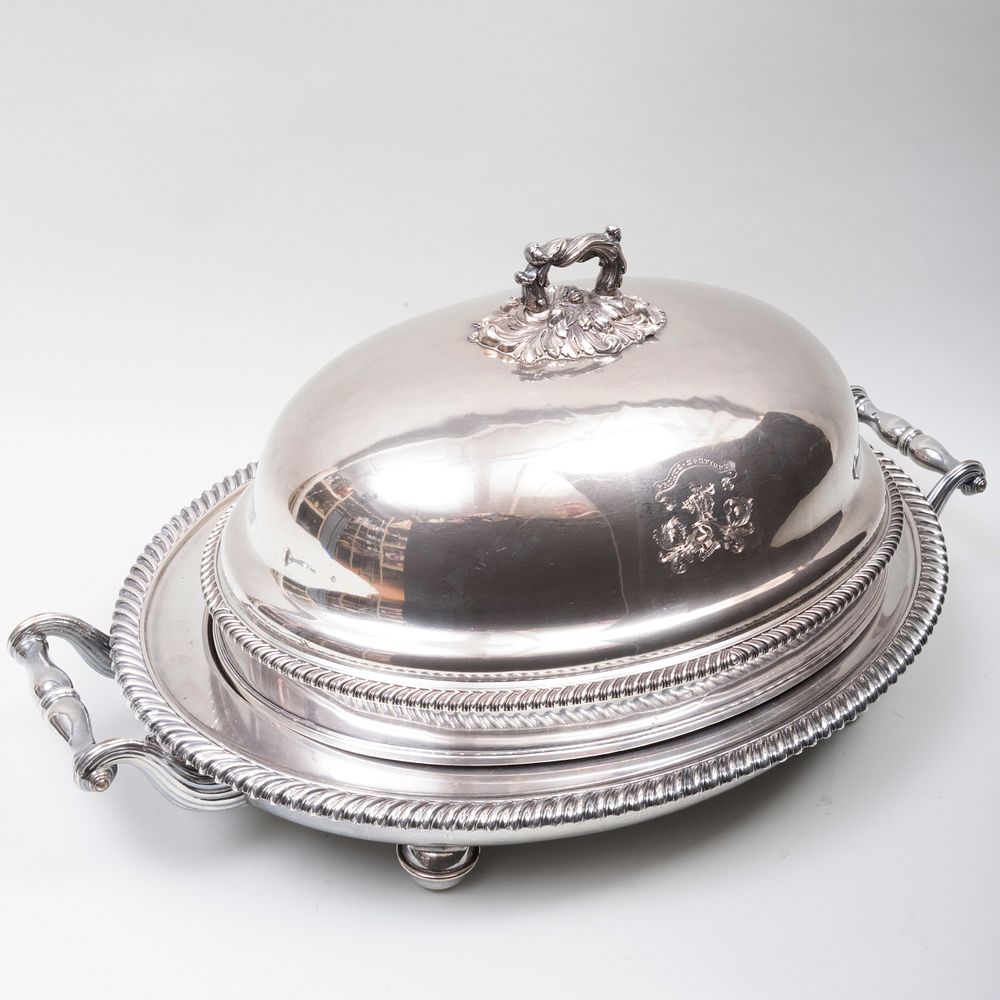 Appraisal: English Silver Plate Meat Dish and a Cover The cover