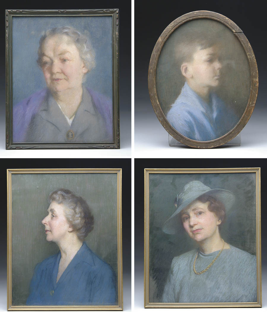 Appraisal: WILL ROWLAND DAVIS American - FOUR FRAMED PORTRAITS Four pastel