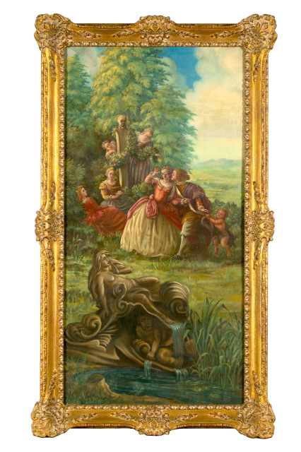 Appraisal: French School Early-to-Mid th Century A Courtship Game oil on