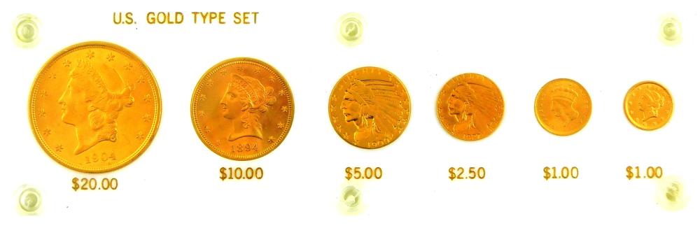 Appraisal: COINS coin US Gold Type Set Grades as follows MS