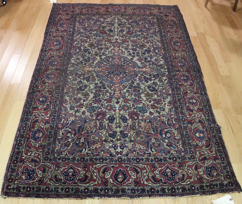 Appraisal: Antique And Finely Hand Woven Persian Carpet Very fine weave