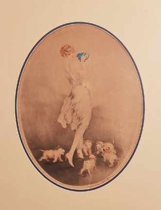 Appraisal: Louis Icart New York France - MEALTIME color etching framed