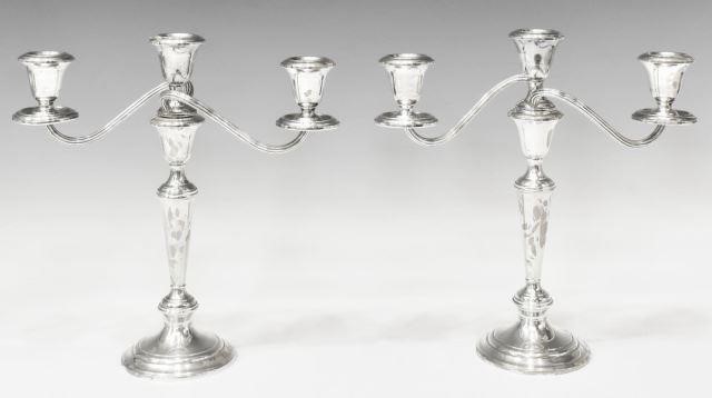 Appraisal: pair Gorham Puritan sterling silver three-light candelabra model number -