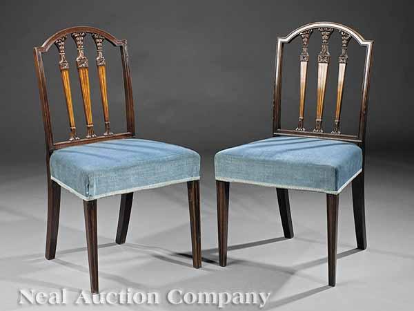 Appraisal: A Pair of Antique George III-Style Inlaid Satinwood and Mahogany