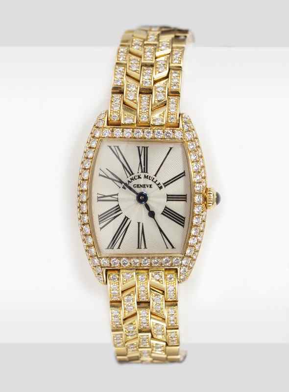 Appraisal: LADIES FRANCK MULLER DIAMOND CINTREE CURVEX WRISTWATCH k yellow gold