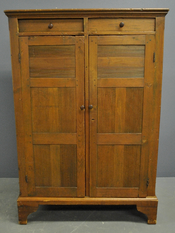 Appraisal: - Pine cupboard th c with two drawers over two