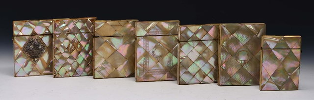 Appraisal: Collection of seven mother of pearl mounted card cases