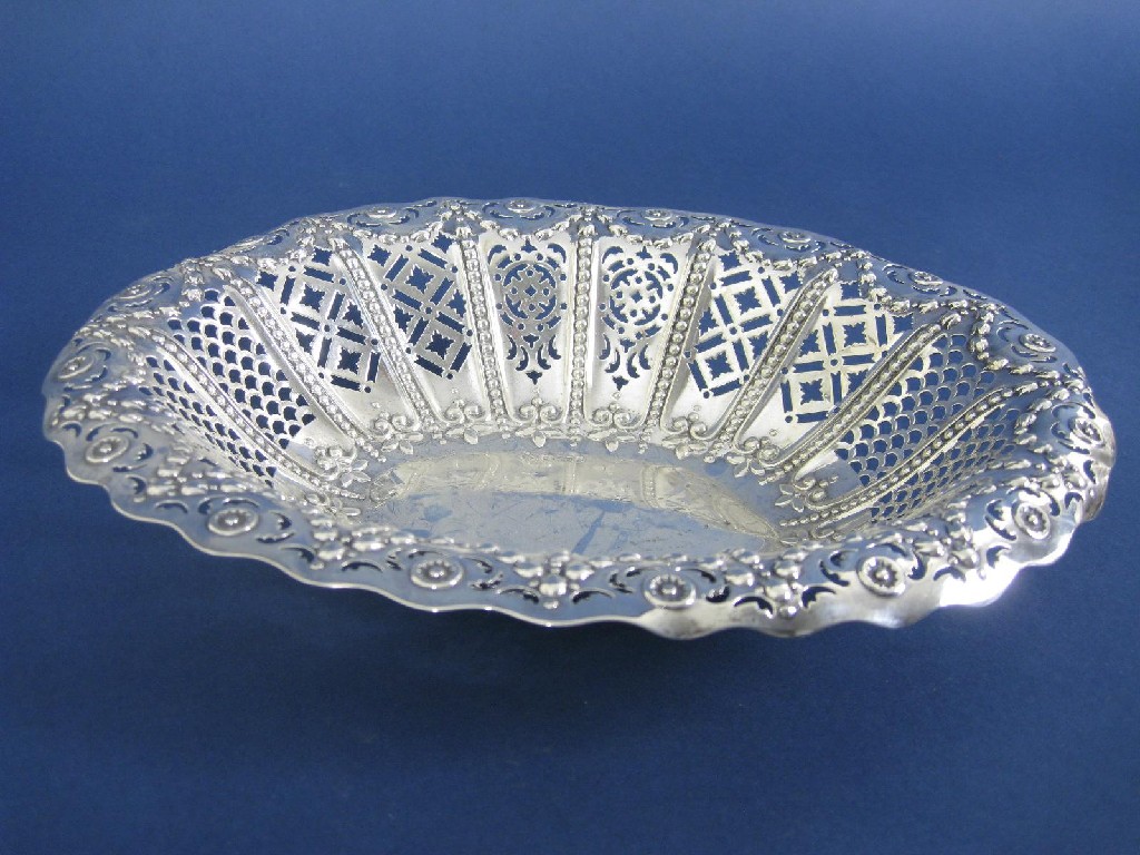 Appraisal: An Edward VII pierced oval Basket with swag embossing Sheffield