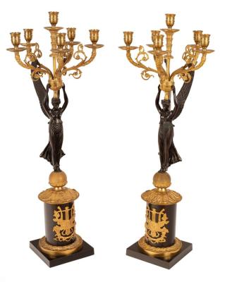 Appraisal: A pair of Empire style bronze and gilt metal mounted