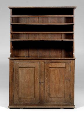 Appraisal: Virginia walnut pewter cupboard walnut throughout single-case construction two paneled