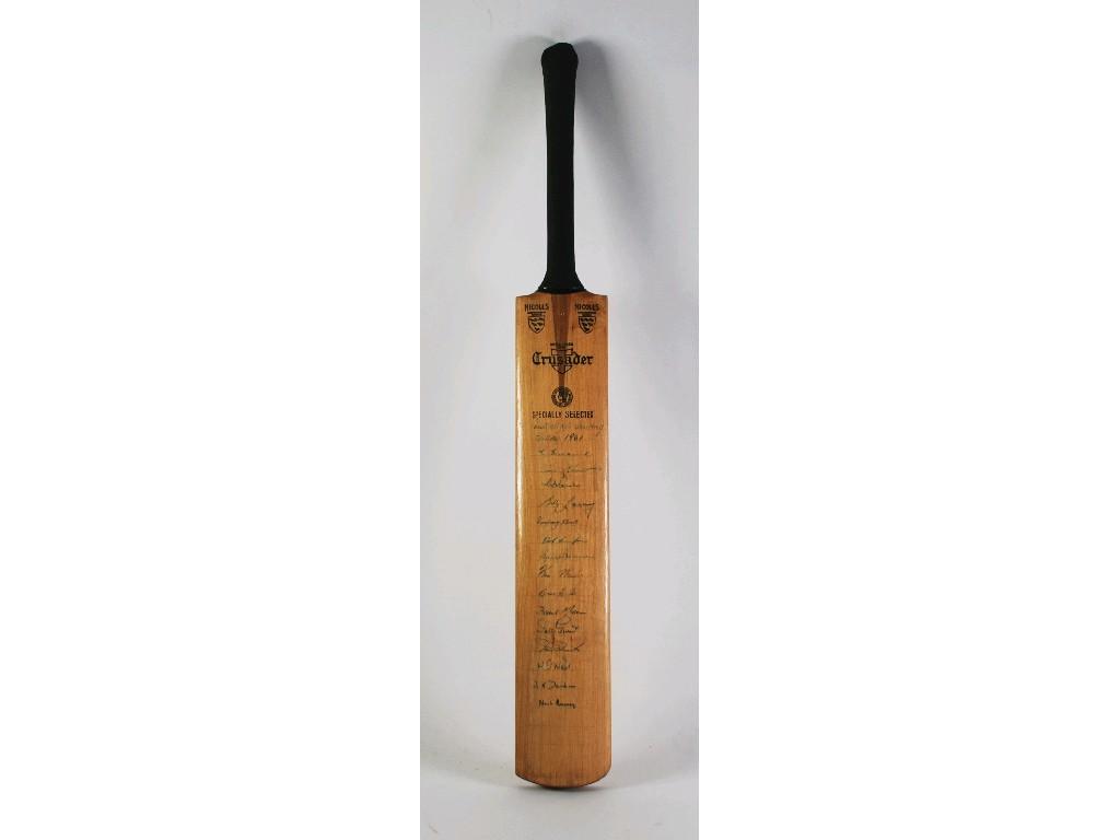 Appraisal: NICOLLS CRUSADER CRICKET BAT SIGNED BY AUSTRALIAN TEAM fifteen signatures