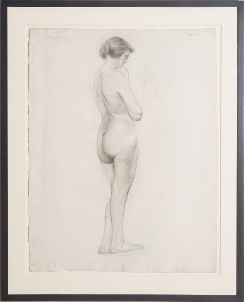 Appraisal: EDWIN DICKINSON - STANDING FEMALE REAR VIEW Charcoal on paper