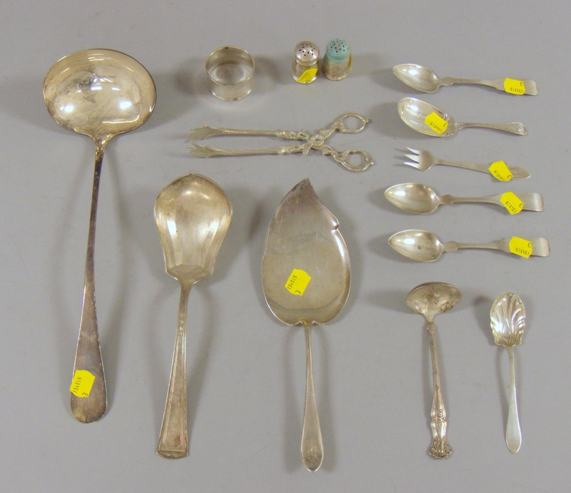 Appraisal: Group of Silver and Silver Plated Flatware and Serving Items