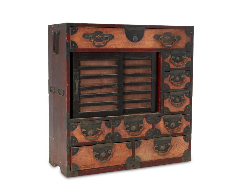 Appraisal: A Japanese tansu chest th century Wit drawers and cabinets