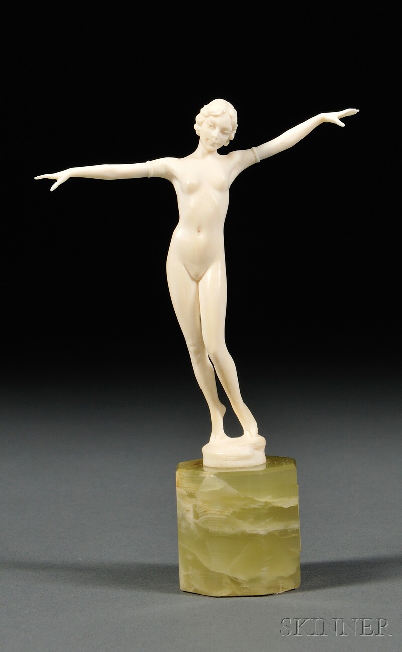 Appraisal: Art Deco Carved Ivory Figure of a Female Nude attributed